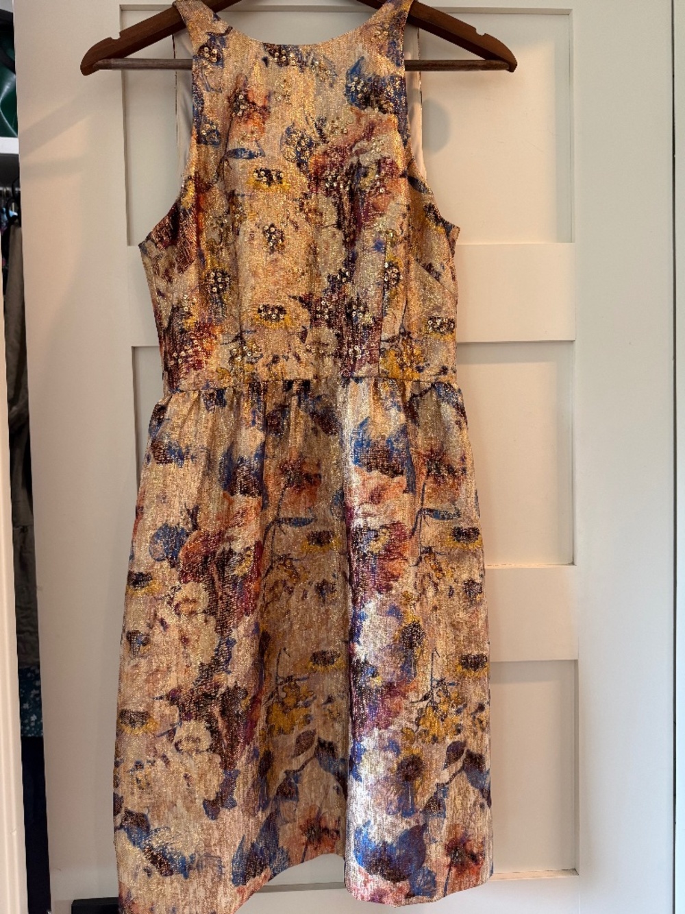 Adriana Papell/Anthropologie Metallic Jacquard Dress